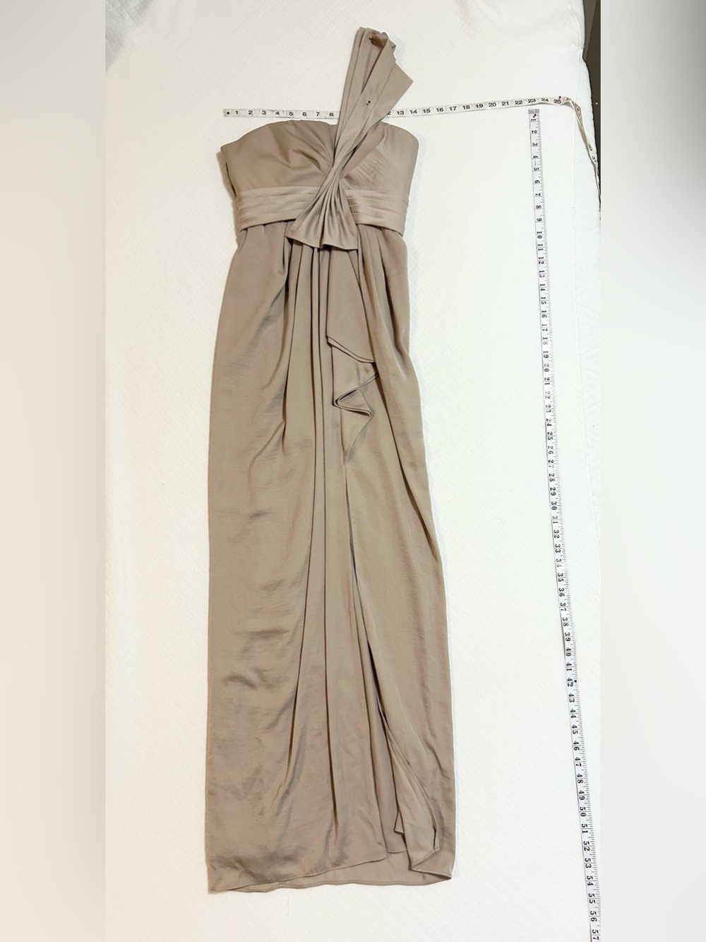 BCBG Max Azria Taupe Draped Evening Dress – Bridesmaid Black Tie Wedding